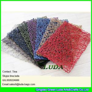 Quality LDTM-047 new design pure color table mat hand woven rectangulr paper straw placemats for sale