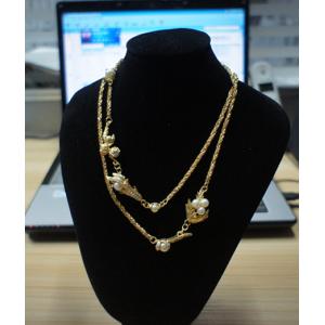 Shiny sparkling OEM /ODM mixed metal necklaces with rhinstones, pearls