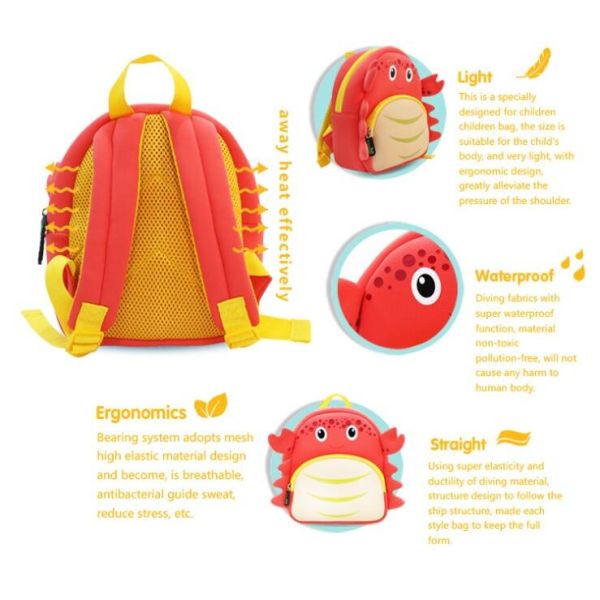 Red Cartoon Kid School Backpack Personalized with Double Shoulder