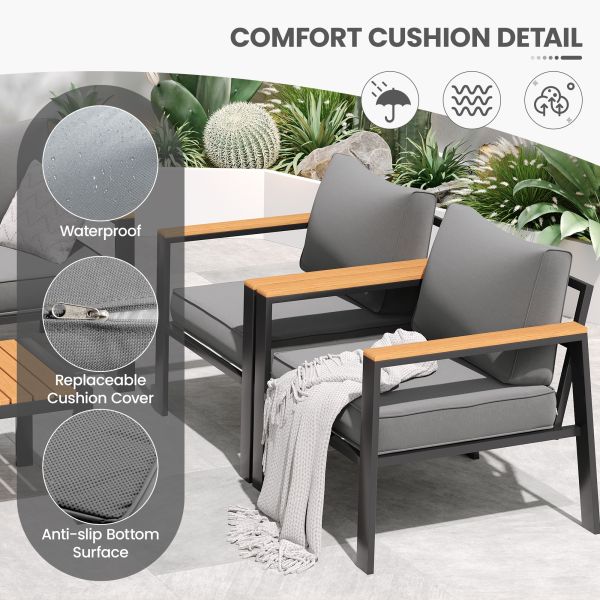 Modern 7 Seater Metal Garden Furniture Set for Outdoor Sectional Sofa and Patio Furniture