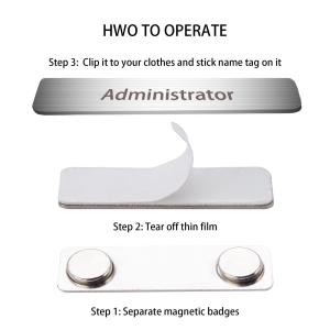 2 Neodymium Magnets Back Magnetic Name Badge Holders Block Design