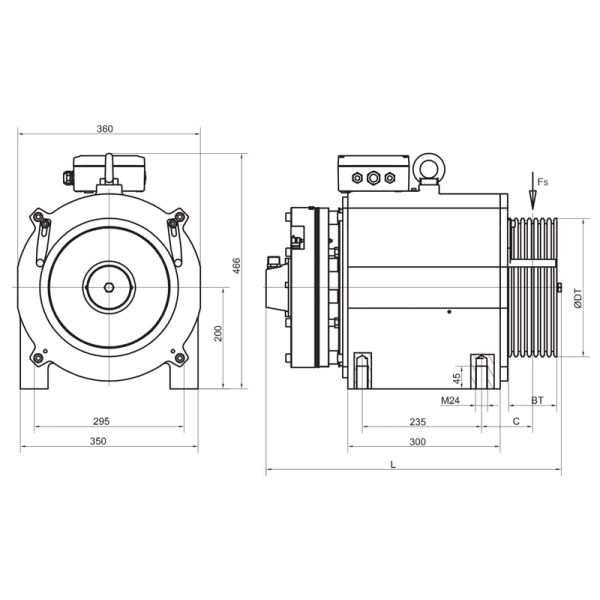 16 Pole Integrated IP33 Gearless Traction Machine For Passenger Lift
