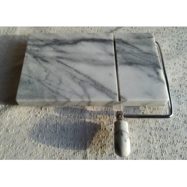 5" Marble Cheese Slicer , Marble Cheese Board Cutter Anti Slip White With Vein