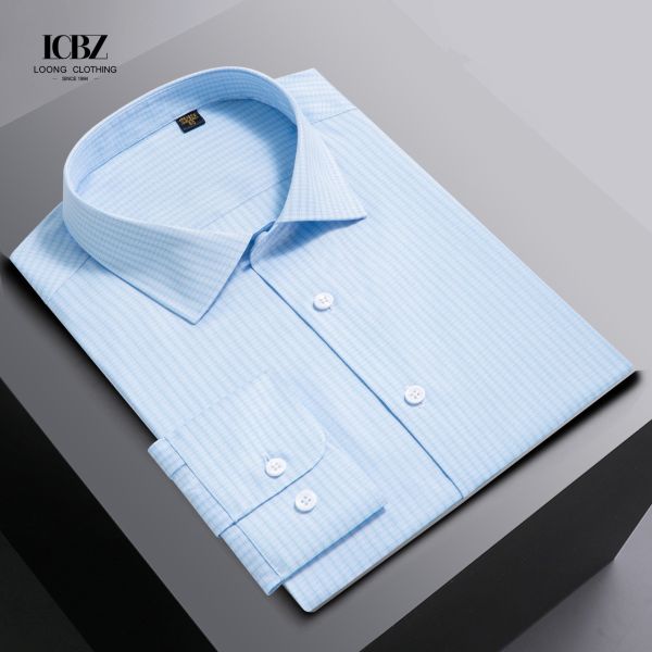 Stretchy Casual Formal Striped Cotton Dressing Shirts For Men in Winter with