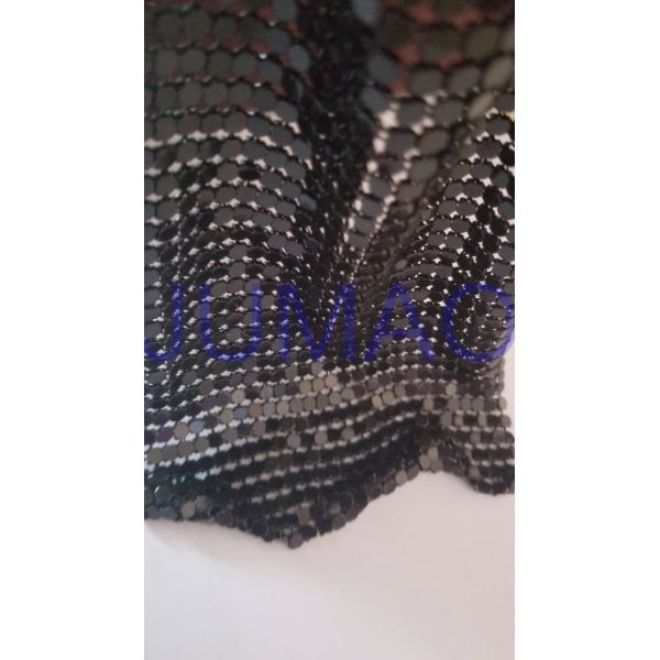 Black Interior Metal Fabric Cloth , Lightweight Metal Mesh Fabric Curtain