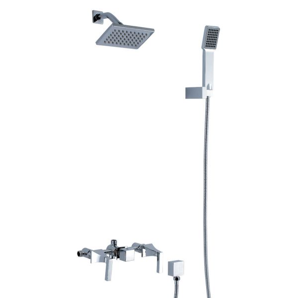 Polished Brass Wall Mount Bathroom Sink Faucet with 6 Holes for Hotel / Home ,