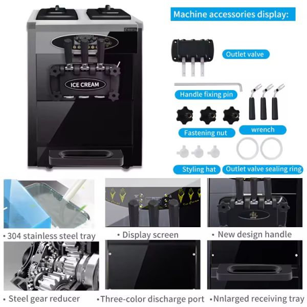 3 Flavor Floor Stand 304 Stainless Steel Ice Cream Making Machines With Casters