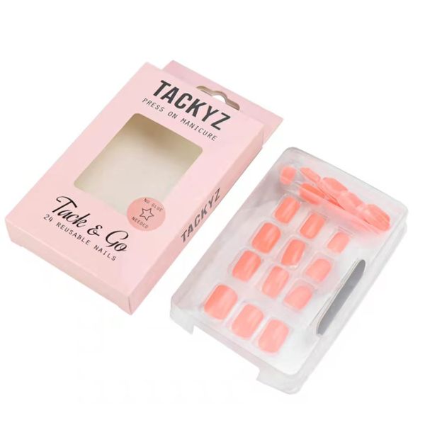 Art Paper Empty False Nail Packaging Clear Top rectangle Rigid Boxes
