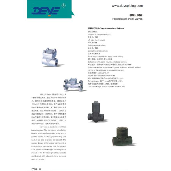 Forged Steel Stainless Steel 316 304 Duplex SS Check Valves With BW Ends Threaded Ends CVC-0800-1-2