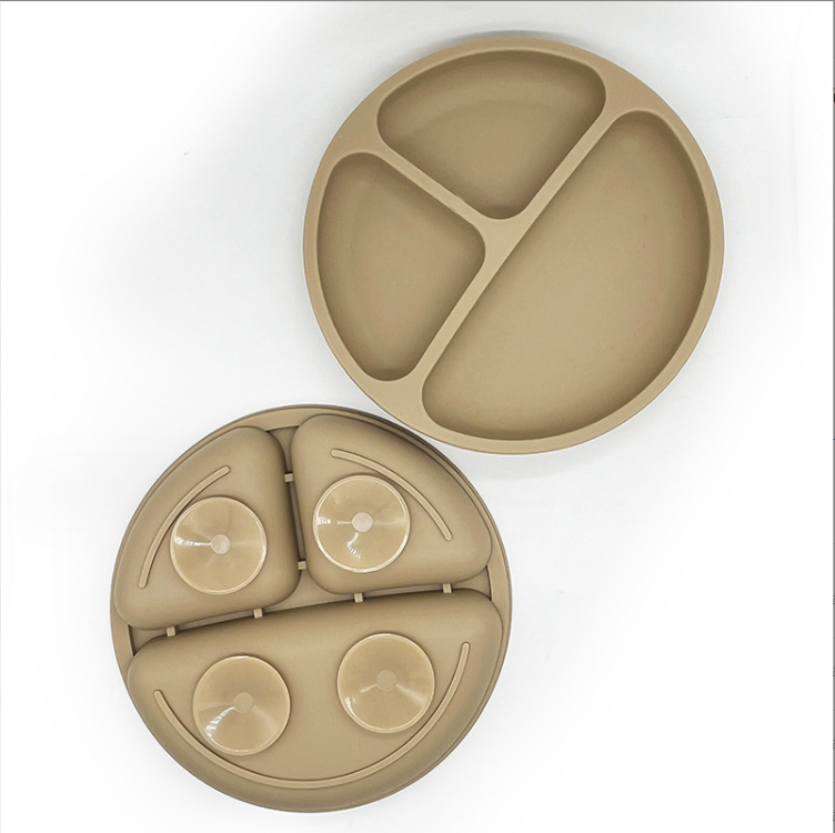 BPA Free Silicone Non-Slip Baby Dinner Plate with Suction Cup and Food Grade Material