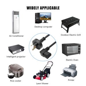 HENG-WELL Customized Length 3 Pin Power Cord Right Angled C13/C5 Stripped End