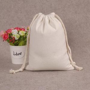 Fashionable Large Canvas Drawstring Bags , Handmade White Canvas Drawstring Bags