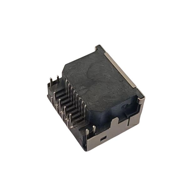 8P8C Right Angle Single Port RJ45 Connector PCB Mount Ultra Low Profile With LED