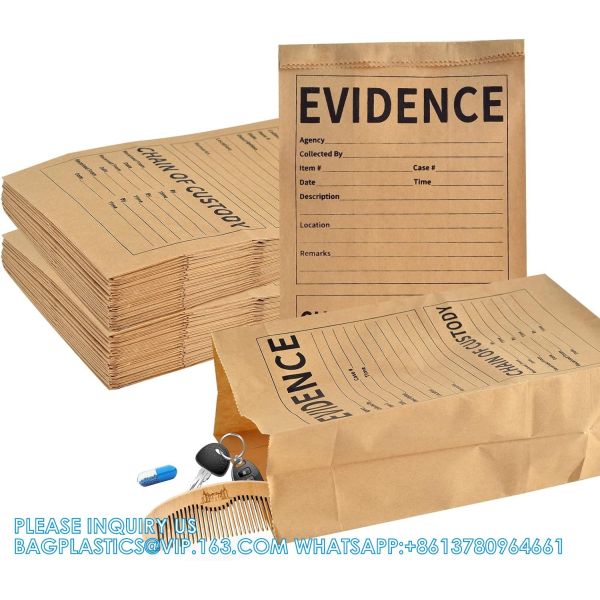 Pack Paper Police Evidence Bags 9.45 * 5 * 3 Inch Crime Scene Paper Evidence Bag