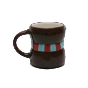 Handpainted Christmas 3D Bear Mug , 335ml Capacity Stoneware Strong Dolomite