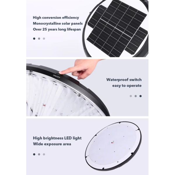 LED Solar Pillar Light With High-Efficiency Solar Panel 2000mAh Battery For Poolside Fence Pillars