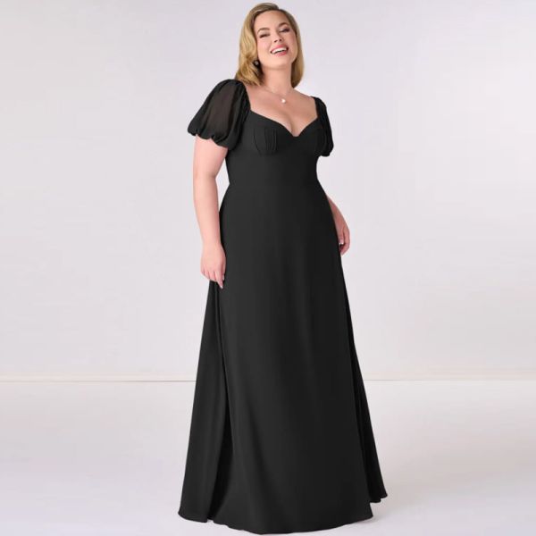 Gorgeous Manufacturer OEM Chiffon Bridesmaid Dress Cap Sleeves V-Neck Backless A-Line Plus Size Pleated