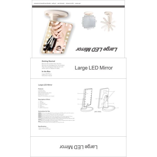 16/22 Receive Cosmetic Desktop Makeup Mirror With Lights ABS Material