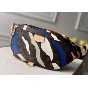 Camouflage Monogram Canvas Zipper Open Ladies Waist Bag Dumpling Shape