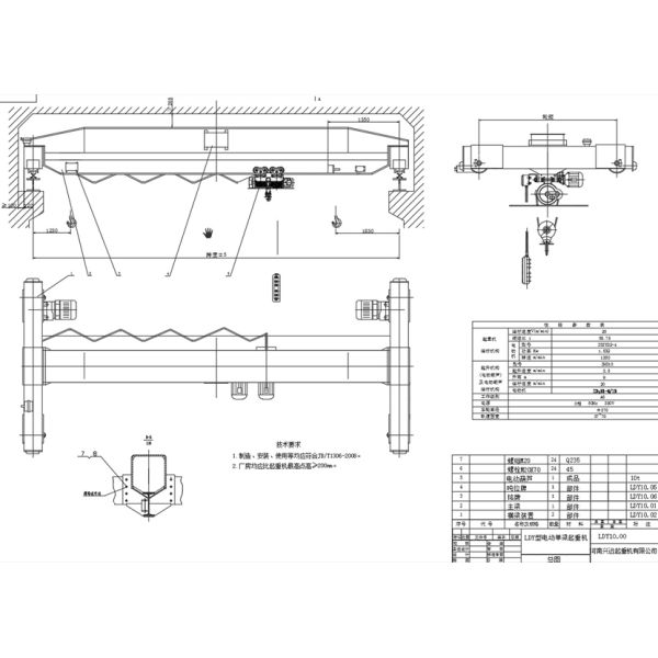 Light Duty 10T Single Girder Overhead Crane Single Beam Crane With Electric Trolley