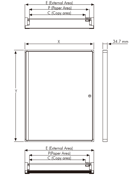 Square Landscape Silver 35mm Lockable Poster Case