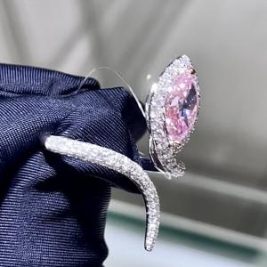 18k Marquise Shape Luxury Design Women Ring Pink Lab Grown Diamond Ring For