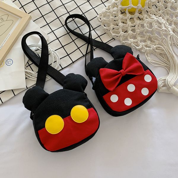 Children kids cartoon canvas bag shoulder crossbody kindergarten fashion carry Donald Duck Mickey bag
