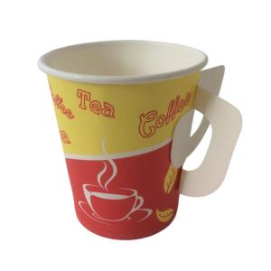 7 Oz PE Coating Single Wall Hot Cup Disposable Custom Printed With Handle
