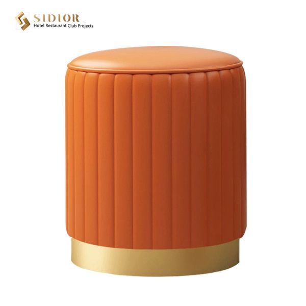 Stool,Ottoman chair, stainless steel, PU leather, fabric upholstery, restaurant