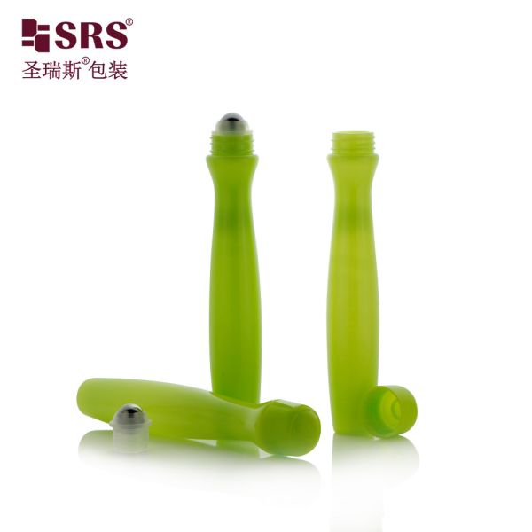 SRS8447-15ML Empty Custom Color Plastic Roller Steel Ball For Eye Gel Radian Shape Unique Design PETG Material Applicator