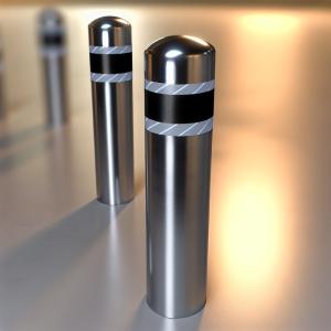 Stainless Steel Fixed Bollards with Reflective Tape for Security