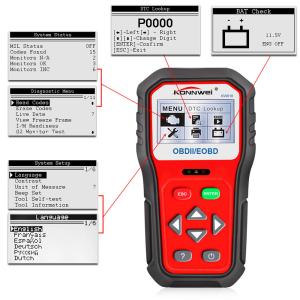 12V Konnwei Car Diagnostic Scanner Tools , Obd2 Code Reader KW818 With CE