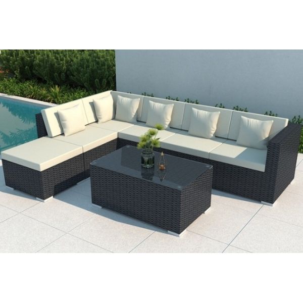 Luxury Modern Patio Garden Furniture Black Rattan Outdoor Sofa Coffee Table Set Steel Rattan Chair Outdoor Furniture
