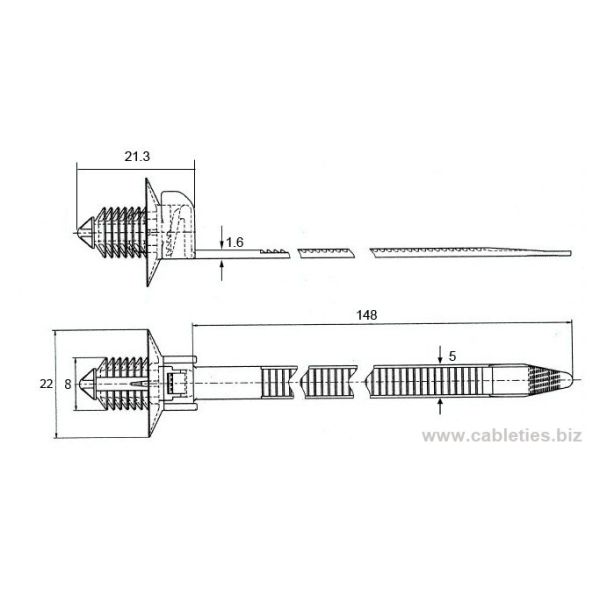 DEMOELE 170mm black Car accessories spiral push mounted nylon cable ties