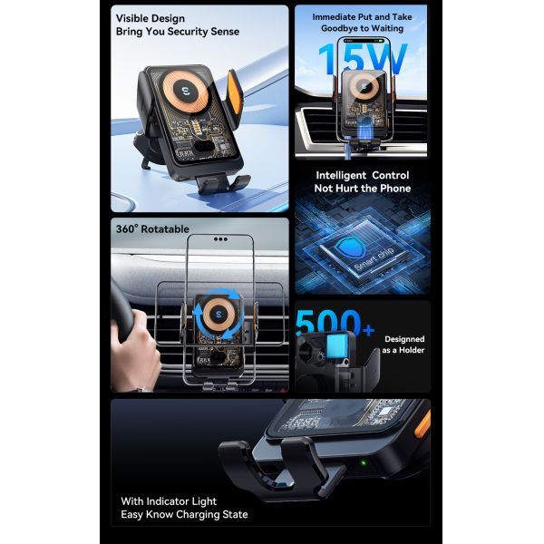 ESSAGER T11 Series Wireless Car Charger Holder Wireless Charging Phone Stand 5V/2A