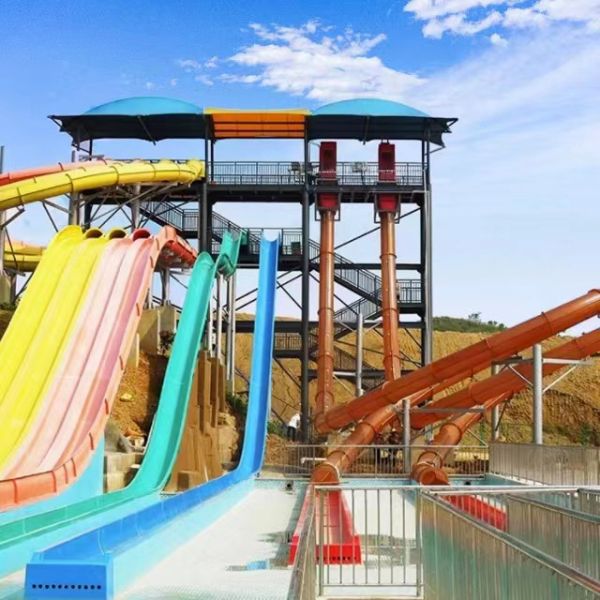 Buy Water Park Rainbow Slides Adult Amusement Park Rides Equipment Fiberglass Water Slide at wholesale prices