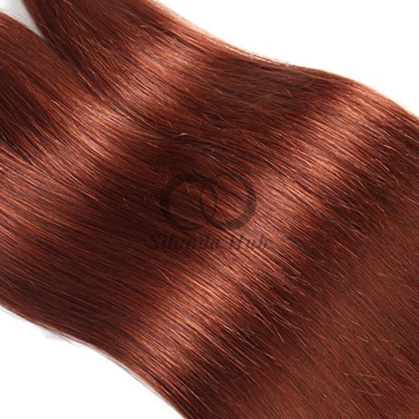 #33 Dark Auburn Straight Remy Human Hair Bundles Sew In Weave Bundles Brazilian Bundle Deals