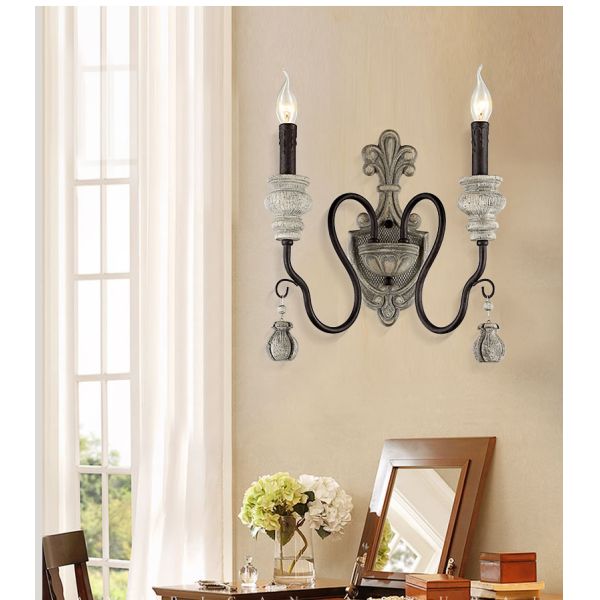 Vintage Wall Lamp Wood Iron Wall Light Bedroom Bedside Living Room loft wall light (WH-VR-58)