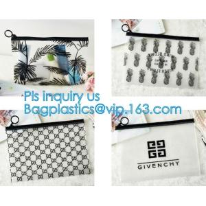 school pencil bag/printing stationery bag/zipper slider plastic pencil bag, gold