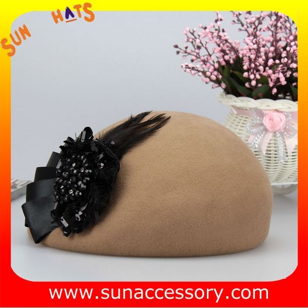 Hot sale Fashion 100% Australia wool felt ladies beret hats ,Red beret hats with adjustable band