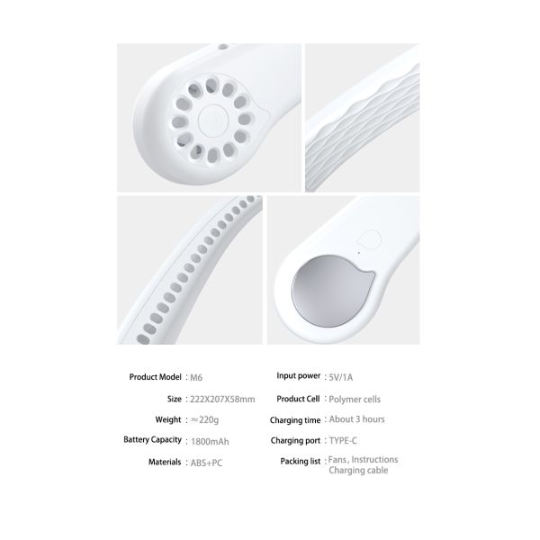 Portable Cooling Neck Hanging Fan Mini Wearable Sports Fan For Outdoors