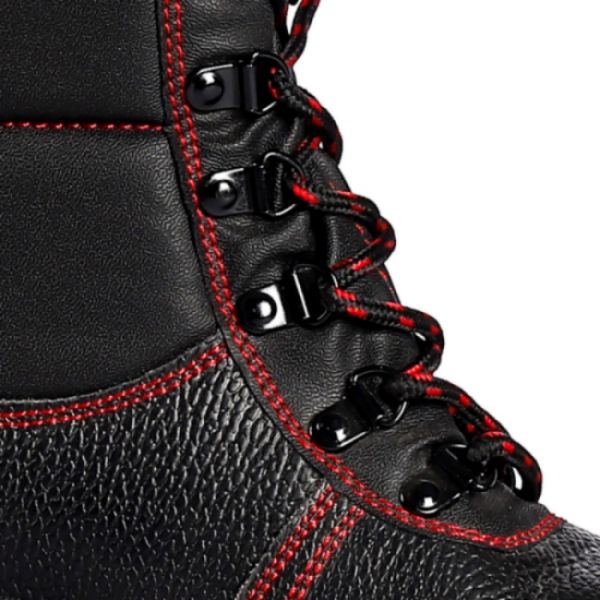 Lace Up Black Split Cow Leather Upper Steel Toe Protection Winter Safety Shoes