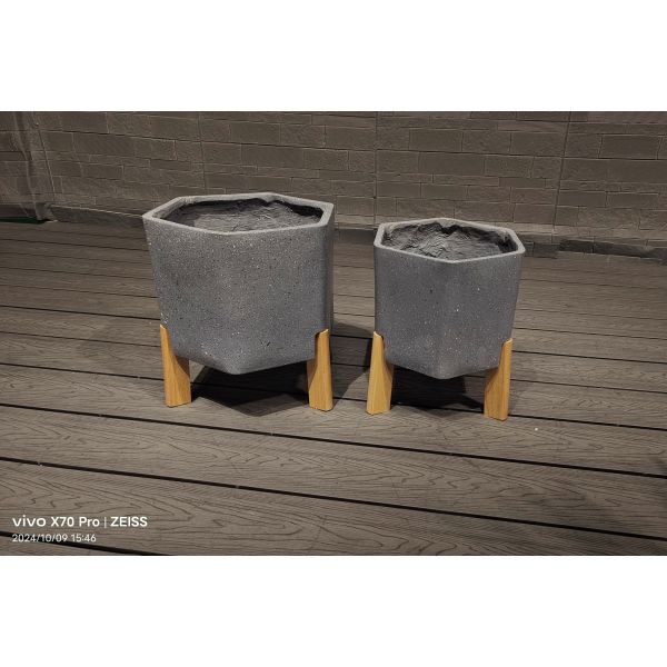 Characterful Fiber Clay Planter with leg for Hotel Gardens Indoor or Outdoor