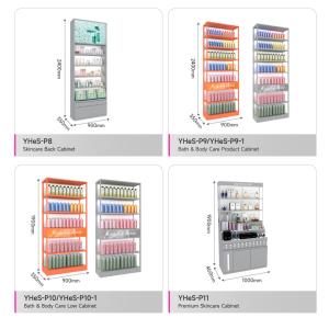 Gray Multi-layer Wood Corner Rack Skincare Display Showcase For Cosmetic Shop