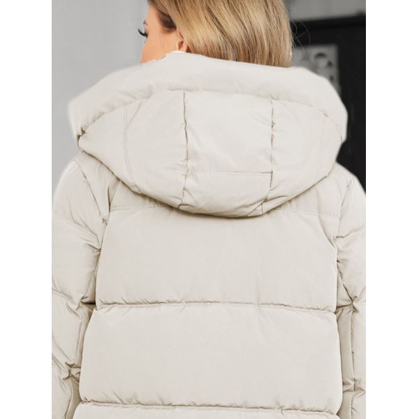 Classic Four Pocket Mid-Length Thickened Down Jacket, machine washable, woman winter coat, down jacket, bio down jacket, dark colour,bio fluff coat