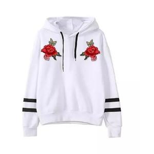 Fashion Plain Pullover Sweater Hoodies V Neck Ladies Sweater Hoodie