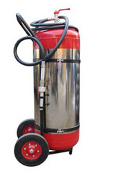 Quality Carbon Steel Wheeled Fire Extinguisher , 50KG Trolley Mounted Fire Extinguisher for sale