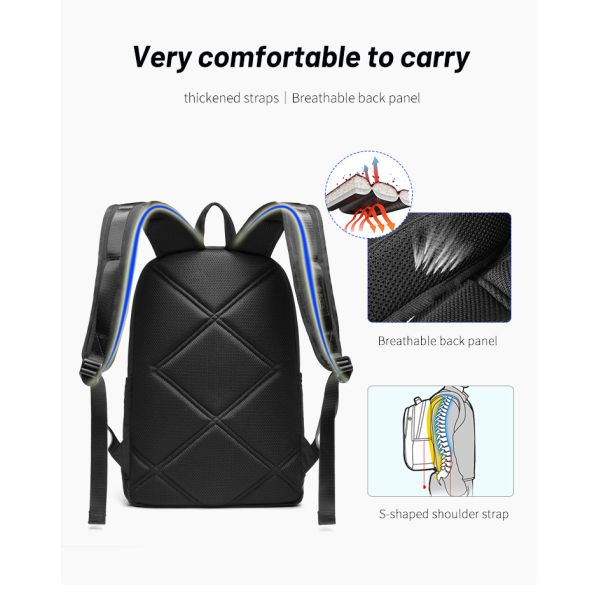 Physiological Curve Back Daily Laptop Backpack Nylon Waterproof Business Travel Bag