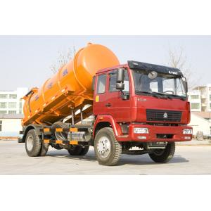 6 Wheels Sinotruk Sewage Suction Truck 266 Hp One Bed With 10 CBM Orange Tank