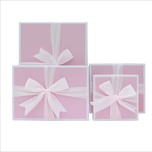 300gsm Ribbon UV Coating CMYK Recycled Paper Gift Boxes